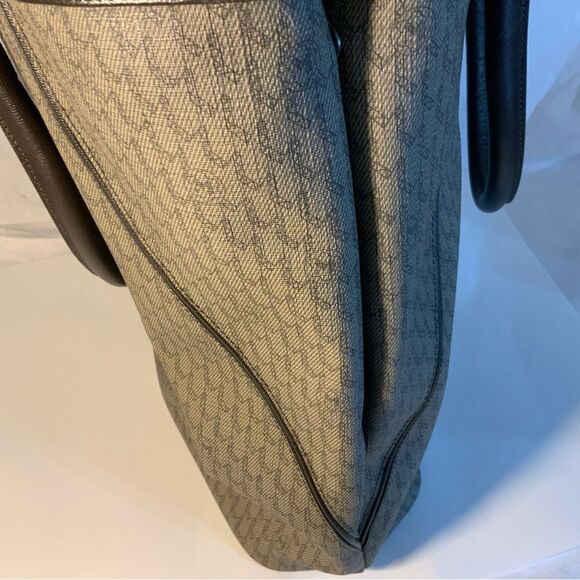 MONTBLANC  BROWN GRAY SIGNATURE BAG PVC LEATHER ITALY Excellent - Picture 12 of 16